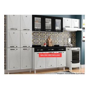 Kit De Cozinha Completa 3 Peças Star New (2 Armários + 1 Paneleiro) Cpt106 Branco/preto - Telasul