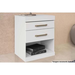 Mesa De Cabeceira Solteiro Plus C- 2 Gavetas Branco - Santos Andirá