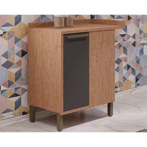 Gabinete De Cozinha Modulado Canto Syrah 1 Porta C/ Tampo 48cm Castanho/chumbo - Ronipa