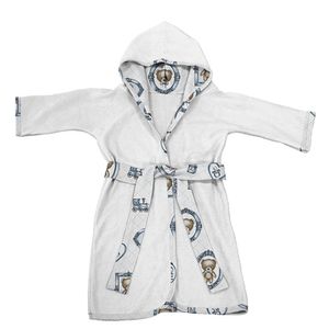 Roupão Infantil Tecebem Com Capuz Malha Guilherme Plush Atoalhado Branco