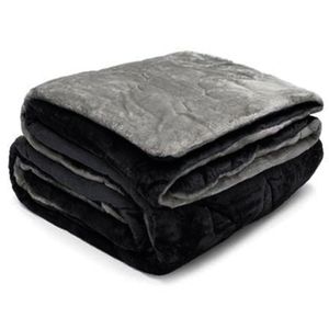 Edredom Buettner Solteiro Plush Flannel Dupla Face 160mx240m Preto E Metal Escuro