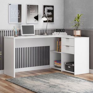 Mesa De Escritório 2 Gavetas 3 Nichos Office Nt 2060 Notável Móveis Branco New