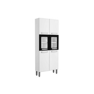 Módulo Cozinha Bertolini Evidence Paneleiro 7039 6 Portas (2 C/ Vidro) Branco/preto