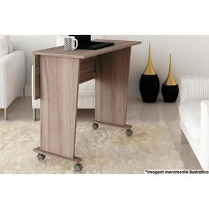 Mesa Multiuso Escritório Dobrável Me4117 C/ Rodízios Carvalho - Tecno Mobili