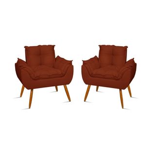 Kit 2 Poltronas Para Sala Decorativa Opala Suede Cor:terracota