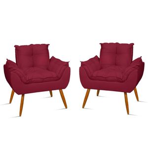 Kit 2 Poltronas Decorativa Amamentação Cadeira Reforçada Cor:marsala