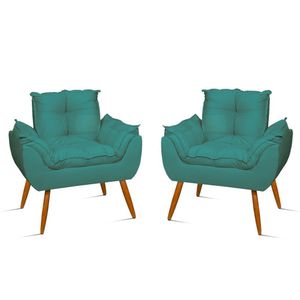 Kit 2 Poltronas Decorativas Opala De Luxo Cor:azul Turquesa