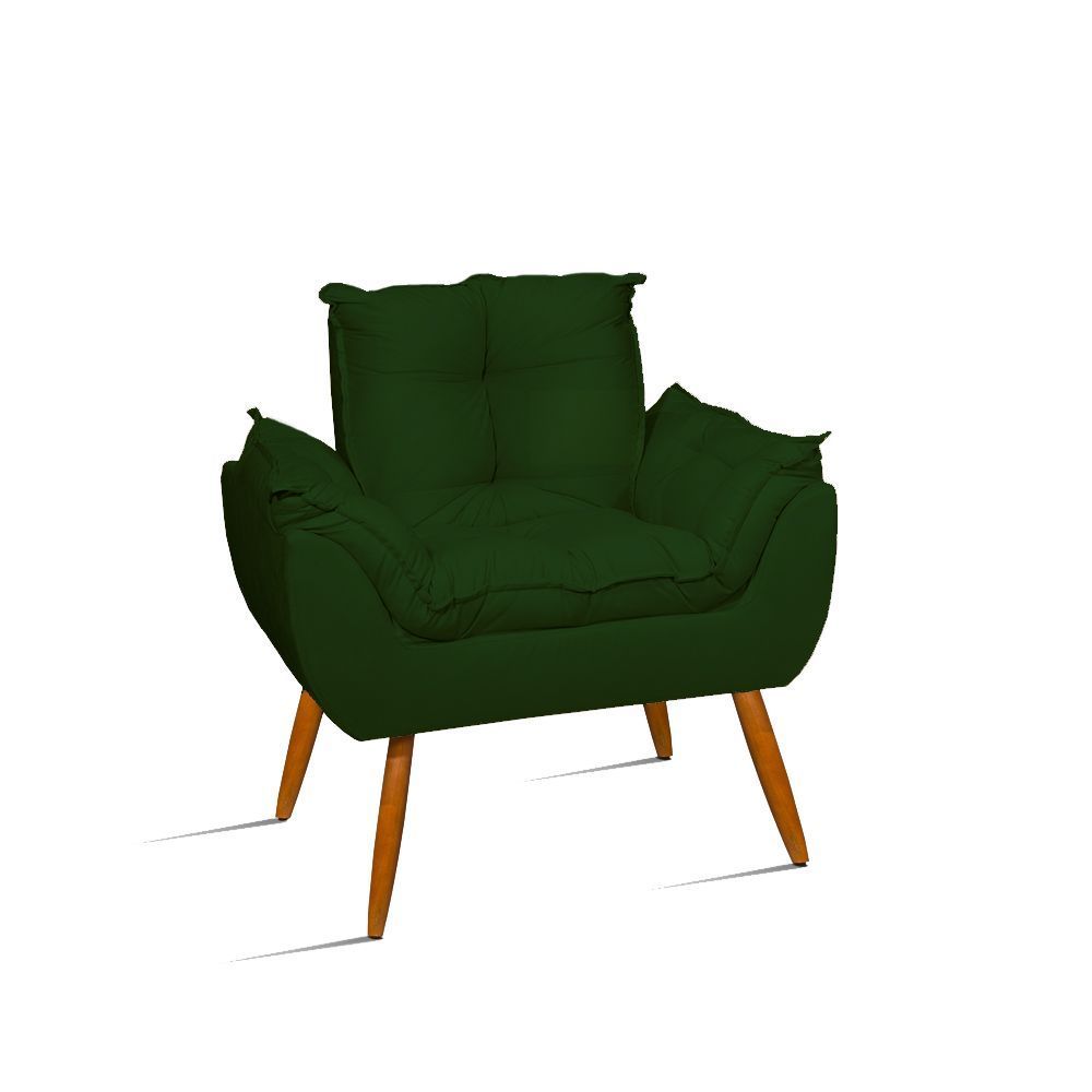 Poltrona Decorativa Opala Reforçada Amamentação Tecido Suede Cor:verde