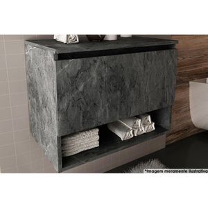 Gabinete De Banheiro Suspenso Bn3606 1 Porta Cor Mármore Lunar - Tecno Mobili