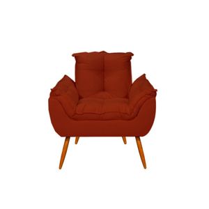 Poltrona Decorativa Opala Reforçada Amamentação Tecido Suede Cor:terracota