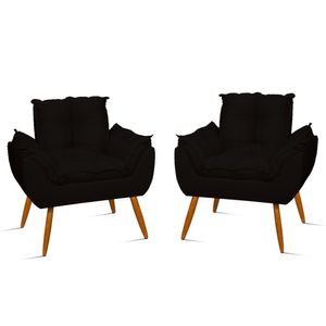 Kit 2 Poltronas Cadeiras Para Escritório Recepção – Jl Decor Cor:preto