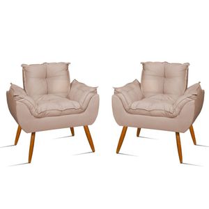 Kit 2 Poltronas Cadeiras Para Escritório Recepção – Jl Decor Cor:bege