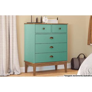 Cômoda Solteiro Mb 1020 5 Gavetas Freijo-oliva - Movelbento