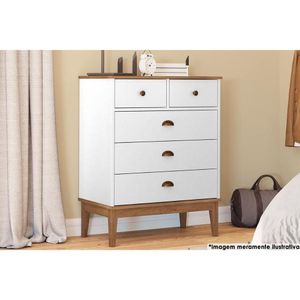 Cômoda Solteiro Mb 1020 5 Gavetas Freijo-branco - Movelbento