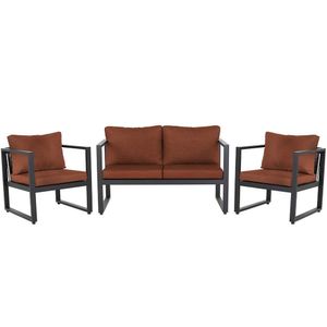 Conjunto Sofá Para área Externa Londres Slin Corda Nautica Preta - Sofá 2 Lugares E 2 Poltronas A07