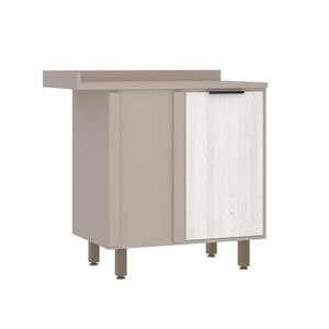 Balcão Canto Reto 95cm 1 Porta Com Tampo Stylo Luciane Móveis Cinammon-teka ártico