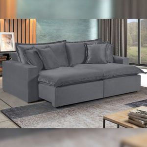 Sofá 4 Lugares Retrátil 280cm Com Almofadas M145  Cinza