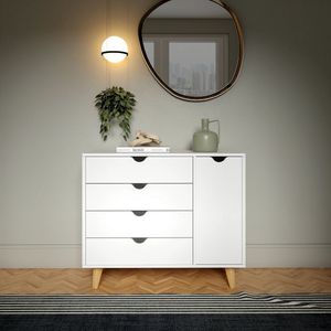 Cômoda Ipanema 4 Gavetas E 1 Porta Em Mdp E Pintura Bp Fosca Branco