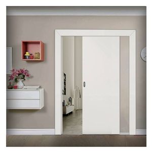 Kit Porta De Correr Madeira Lisa 210x70x3,5cm Laca Moldufama Branco