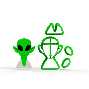 Cortador Alien Rosto Alienigena Modular Mod 2 (et Extra Terrestre) Tamanho 7 Cm
