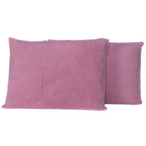 Par De Fronhas Em Sherpa Colorida 70cm X 50cm - Lã De Carneiro Cor Rosê