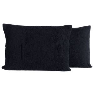 Par De Fronhas Em Sherpa Colorida 70cm X 50cm - Lã De Carneiro Cor Preto