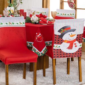 Kit De Capas De Cadeira Jantar Estampadas Natalina Ajustável c/ Elástico 10 pçs - Boneco De Neve