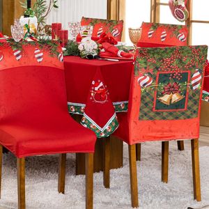 Kit De Capas De Cadeira Jantar Estampadas Natalina Ajustável c/ Elástico 06 pçs - Sinos