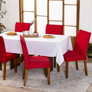 Kit Capas De Cadeira Jantar Lisa Ajustável c/ Elástico 04 pçs - Moderna Para Vermelho