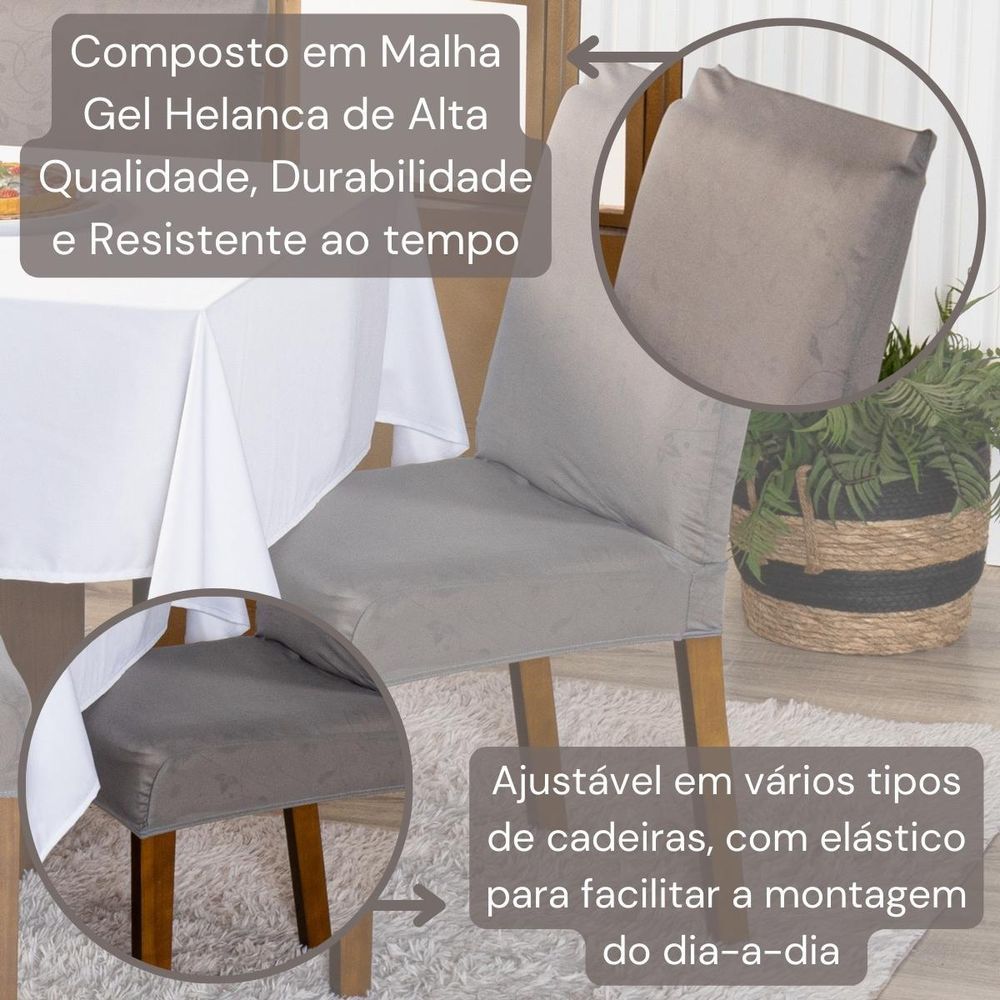 Capa de Cadeira Jantar Avulsa Lisa Ajustável com Elástico - Protetora  Decoração Moderna Para Cozinha Malha Gel Helanca - DOURADOS ENXOVAIS