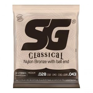 Encordoamento P-violão Nylon Bronze 65-35 Prata C-bolinha Tensão Média Sg 0.028