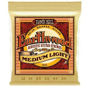 Encordoamento P-violão Aço Earthwood Media Leve 80-20 Bronze Ernie Ball 012"-054" P02003
