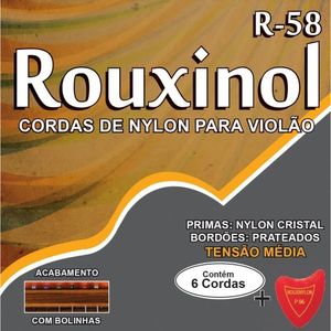 Encordoamento Violão Nylon-cristal-prateada Tensão Média Rouxinol - R58