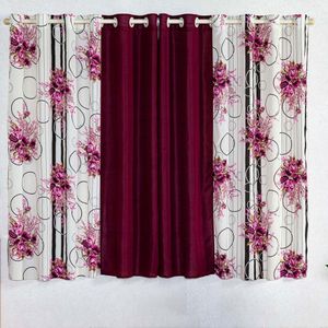Cortina Isabela Estampada 2m - Floral Vinho