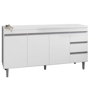 Balcao Com Tampo 160 Cm 3 Portas Andreia Branco Reajl Branco