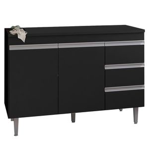 Balcao Com Tampo 120 Cm 2 Portas Andreia Preto Reajl Preto
