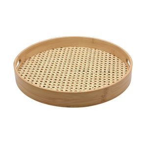 Bandeja De Bambu Oikos Com Palha 35cm Redonda