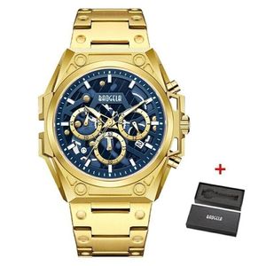 Relógio Masculino Baogela 22605 à Prova D'água Ouro Azul