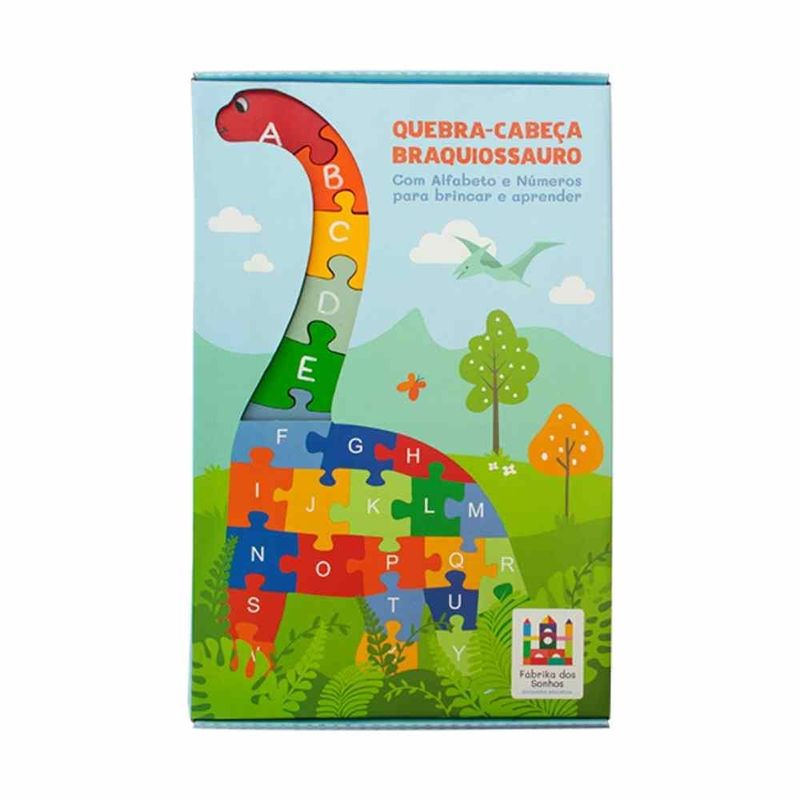 Quebra-Cabeça Dinossauro - Braquiossauro - Gigante - Alfabeto e Números -  Madeira - Fabrika dos Sonhos - Kits e Gifts