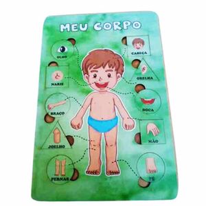 Quebra-cabeça Meu Corpo - Menino - Madeira - Marcio Artesanatos