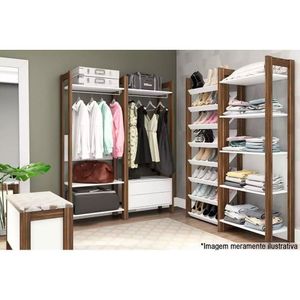 Closet De Casal Az1029 Armário Preto-nogal - Tecno Mobili