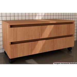 Balcão P- Banheiro Bn3603 2 Gavetas C- Rodízio Cor Amêndoa - Tecno Mobili