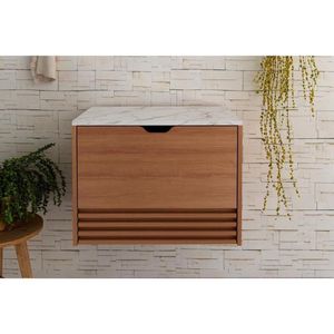 Balcão P- Banheiro Bn3613 Cor Amendoa-marmore Branco - Tecno Mobili