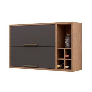 Módulo Cozinha Ronipa Syrah Aéreo 2 Portas C- Adega 36cm Castanho-chumbo