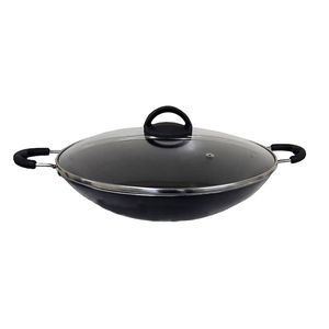 Tacho Chinês Panela Wok Alumínio Antiaderente Tampa 32Cm2,5L