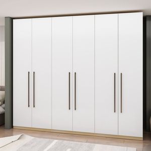 Guarda Roupas Casal 100% Mdf 6 Portas 3 Gavetas Nero Savana-branco