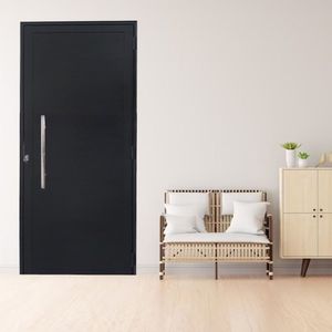 Porta Lambril De Alumínio 210 X 90cm Com Puxador Linha Veneza Lado Esquerdo Preto