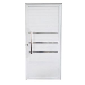 Porta Lambril De Alumínio Esquerda 210 X 90cm Com Friso Linha Veneza Esquadrias Bergamo Branco