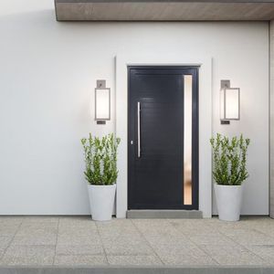 Porta Pivotante De Alumínio 210 X 100cm Com Visor 30 Esquerda Esquadrias Bergamo Preto