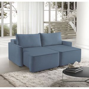 Sofá Retrátil 260cm Com Kit Entrada Usb 4 Lugares Moon 2324 Azul